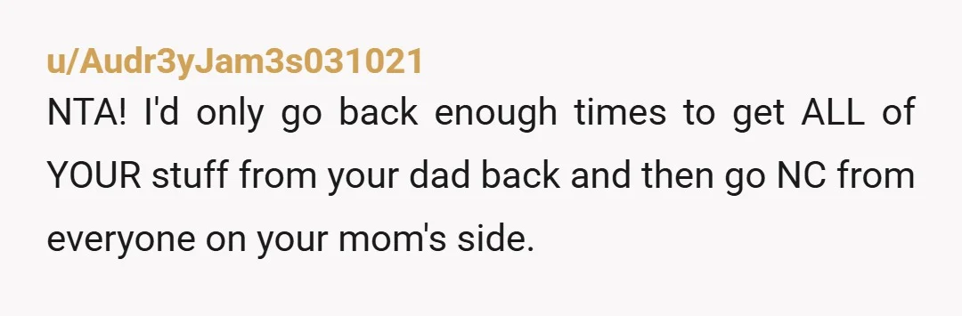 u/Warm-Advertising4073
Absolutely not. Considering everything they put you through, taking your belongings is a logical thing to do.