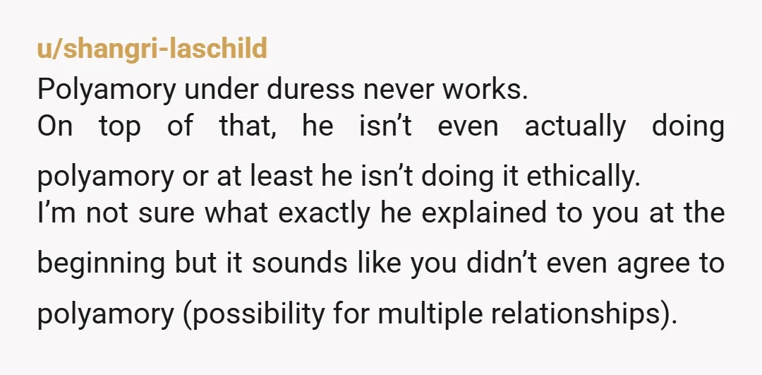 u/EcoFeministWitch This sounds more like sugar daddies than a poly... You need to better understand your boundaries and feelings and stood by your side even when he gaslight you. Yta...