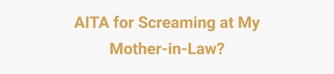 AITA for screaming at my mother in law?
