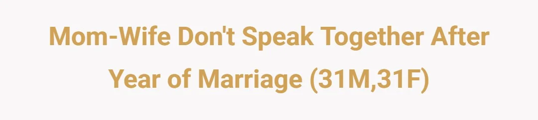 Mom-Wife Don't Speak Together After Year of Marriage (31M,31F)