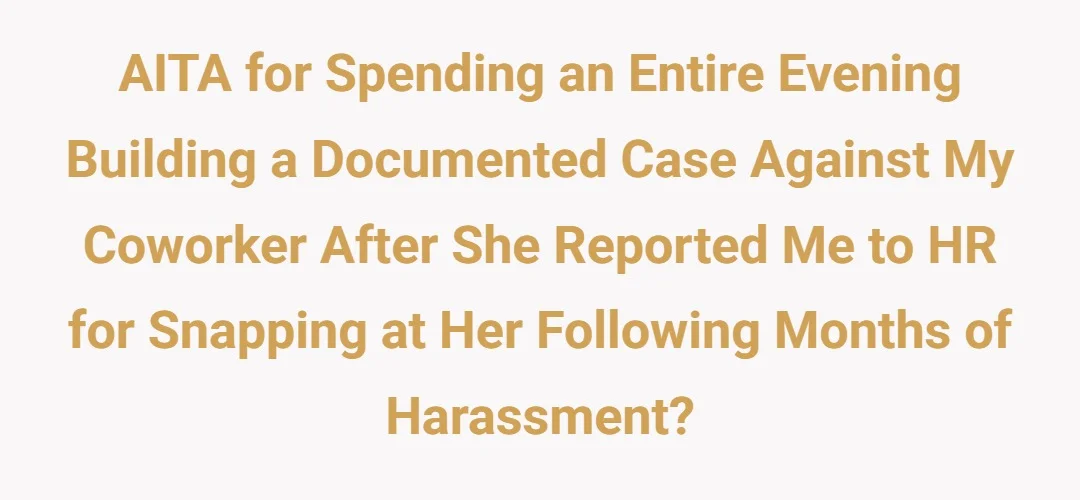 AITA for spending an entire evening building a documented case against my coworker after she reported me to HR for snapping at her following months of harassment?