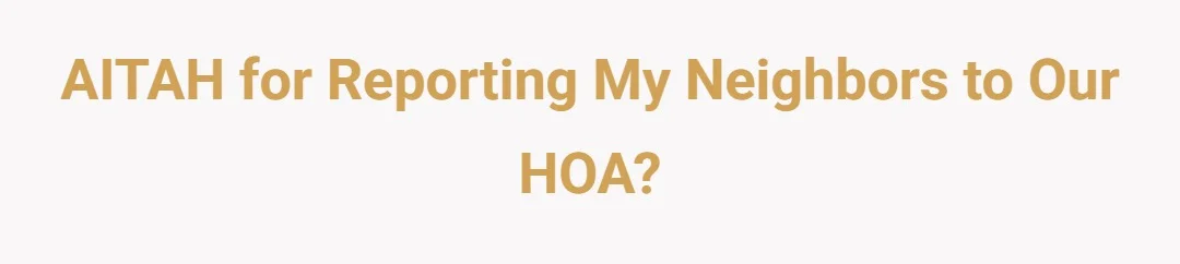 AITAH for reporting my neighbors to our HOA?