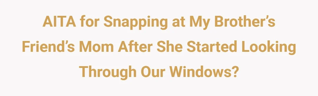 AITA for snapping at my brother’s friend’s mom after she started looking through our windows?