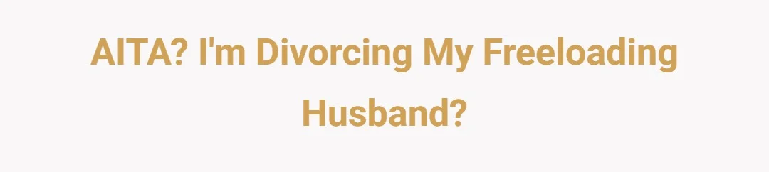 AITA? Im divorcing my freeloading husband.?