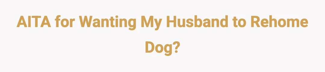 AITA for wanting my husband to rehome dog?