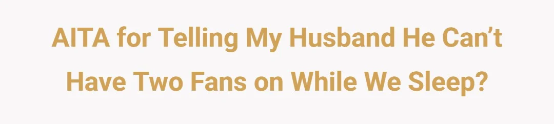 AITA for telling my husband he can’t have two fans on while we sleep?