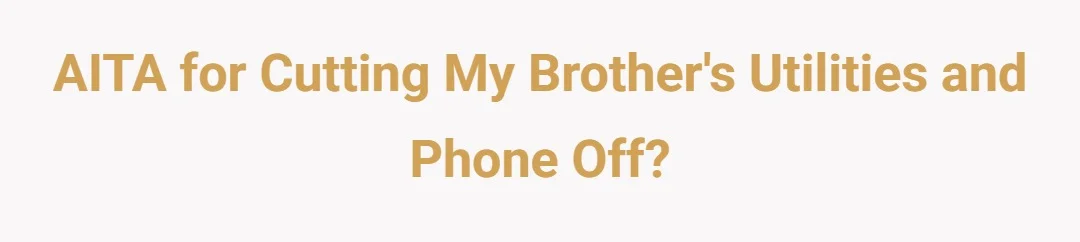 AITA for cutting my brothers utilities and phone off?