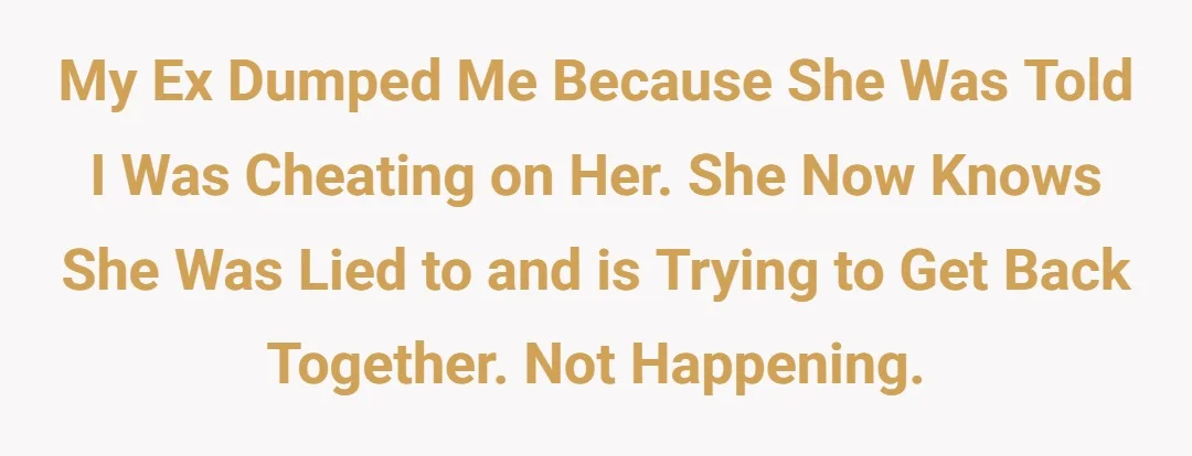 My ex dumped me because she was told I was cheating on her. She now knows she was lied to and is trying to get back together. Not happening.