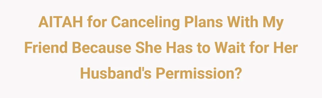 AITAH for canceling plans with my friend because she has to wait for her husbands permission?