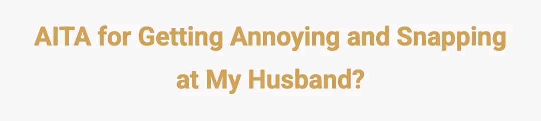 AITA for getting annoying and snapping at my husband?