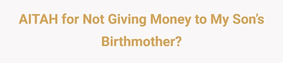 AITAH for not giving money to my son’s birthmother?