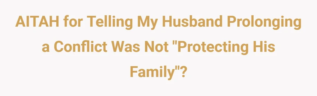 AITAH For Telling My Husband Prolonging a Conflict Was Not "Protecting His Family"?