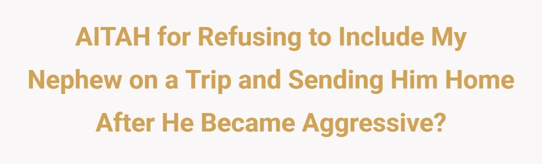 AITAH for refusing to include my nephew on a trip and sending him home after he became aggressive?