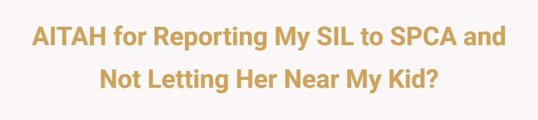 AITAH For Reporting My SIL to SPCA and Not Letting Her Near My Kid?