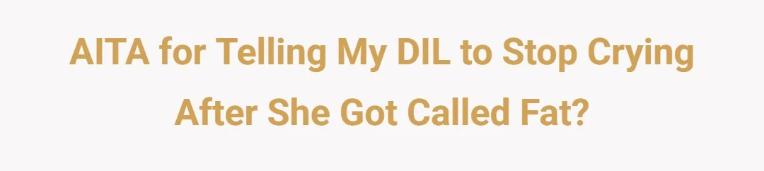 AITA for telling my DIL to stop crying after she got called fat?