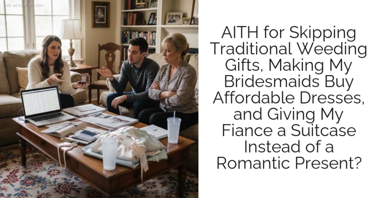 AITH for Skipping Traditional Weeding Gifts, Making My Bridesmaids Buy Affordable Dresses, and Giving My Fiance a Suitcase Instead of a Romantic Present?