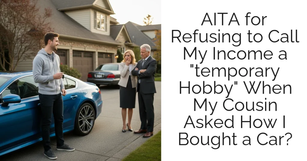 AITA for Refusing to Call My Income a "temporary Hobby" When My Cousin Asked How I Bought a Car?