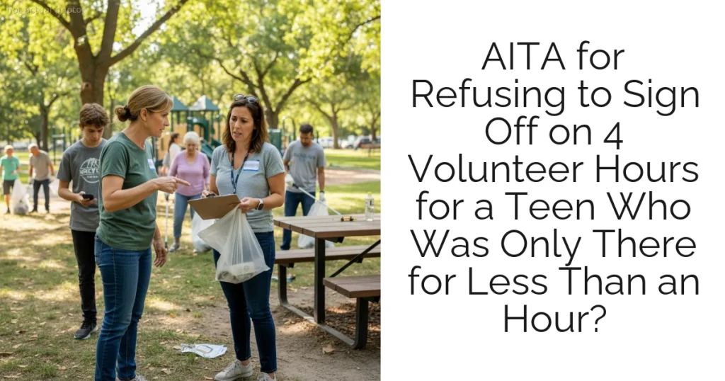 AITA for Refusing to Sign Off on 4 Volunteer Hours for a Teen Who Was Only There for Less Than an Hour?