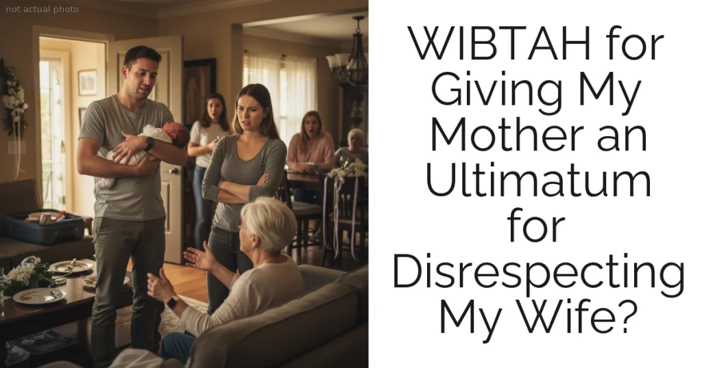 WIBTAH for Giving My Mother an Ultimatum for Disrespecting My Wife?