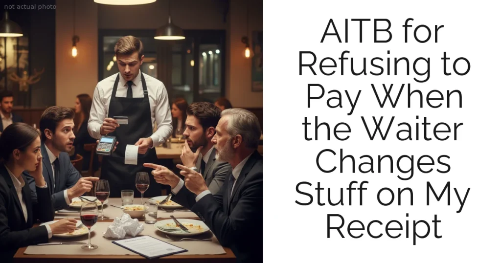 AITB for Refusing to Pay When the Waiter Changes Stuff on My Receipt