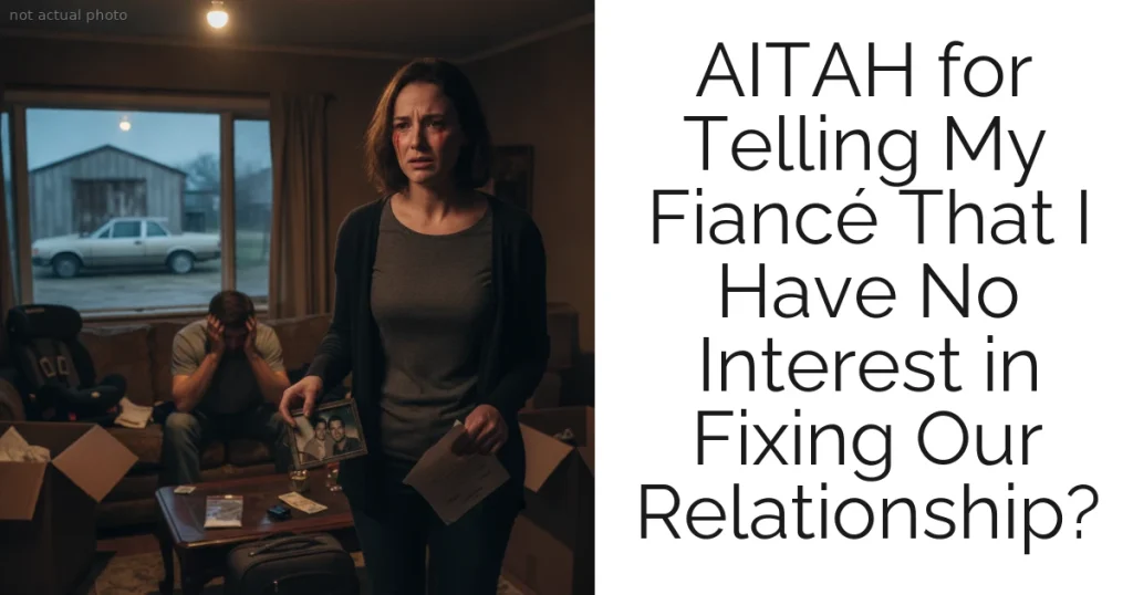 AITAH for Telling My Fiancé That I Have No Interest in Fixing Our Relationship?