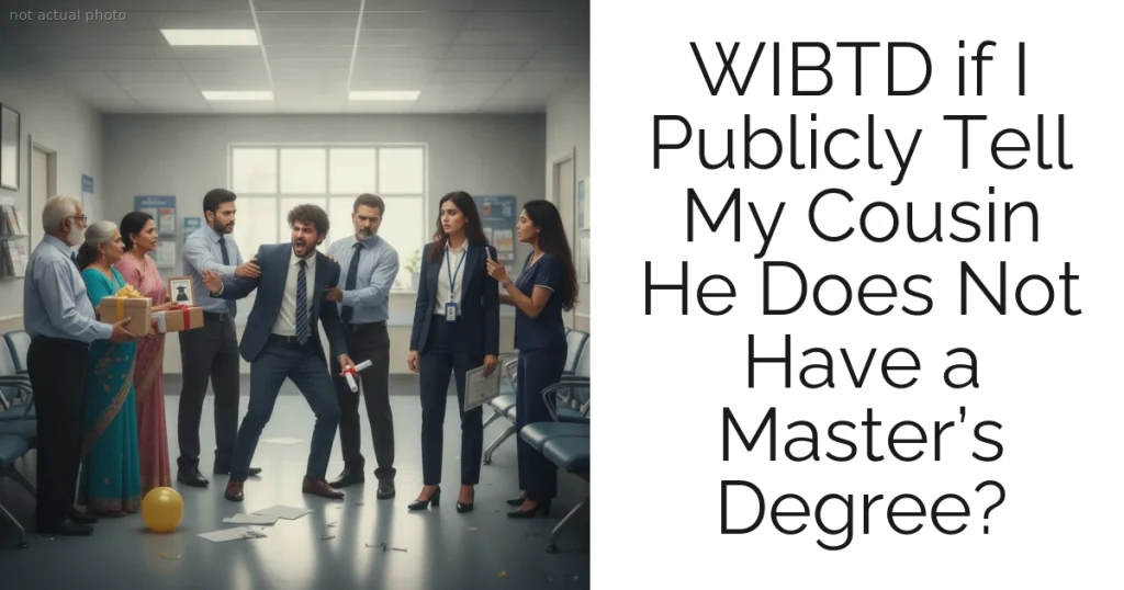 WIBTD if I Publicly Tell My Cousin He Does Not Have a Master’s Degree?