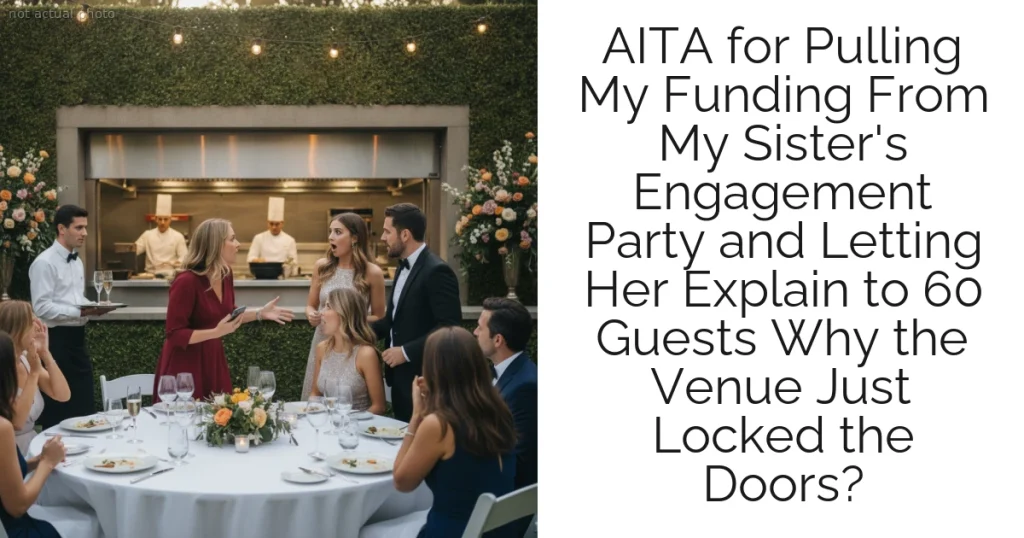 AITA for Pulling My Funding From My Sister's Engagement Party and Letting Her Explain to 60 Guests Why the Venue Just Locked the Doors?