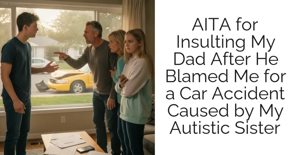 AITA for Insulting My Dad After He Blamed Me for a Car Accident Caused by My Autistic Sister