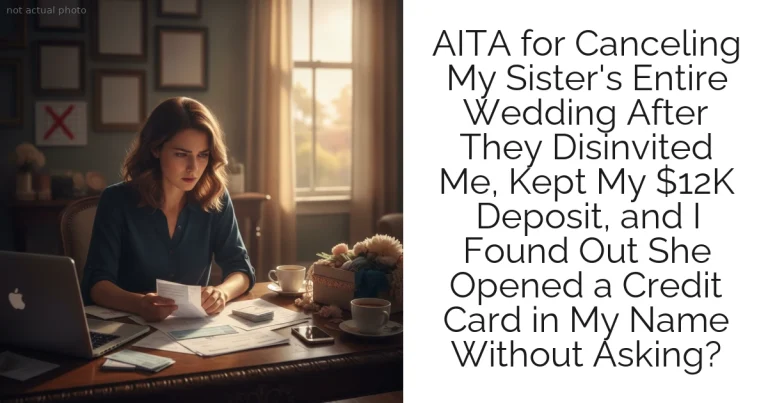 AITA for Canceling My Sister's Entire Wedding After They Disinvited Me, Kept My $12K Deposit, and I Found Out She Opened a Credit Card in My Name Without Asking?