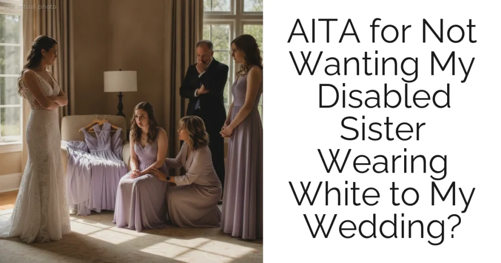 AITA for Not Wanting My Disabled Sister Wearing White to My Wedding?