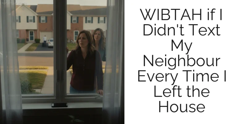 WIBTAH if I Didn't Text My Neighbour Every Time I Left the House
