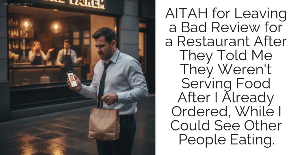 AITAH for Leaving a Bad Review for a Restaurant After They Told Me They Weren't Serving Food After I Already Ordered, While I Could See Other People Eating.