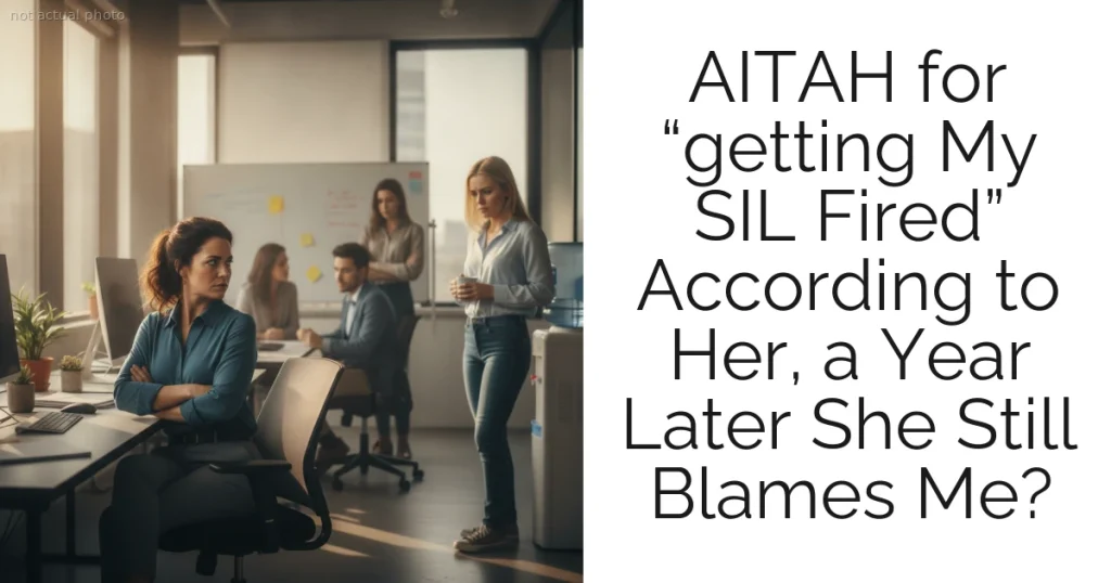 AITAH for “getting My SIL Fired” According to Her, a Year Later She Still Blames Me?