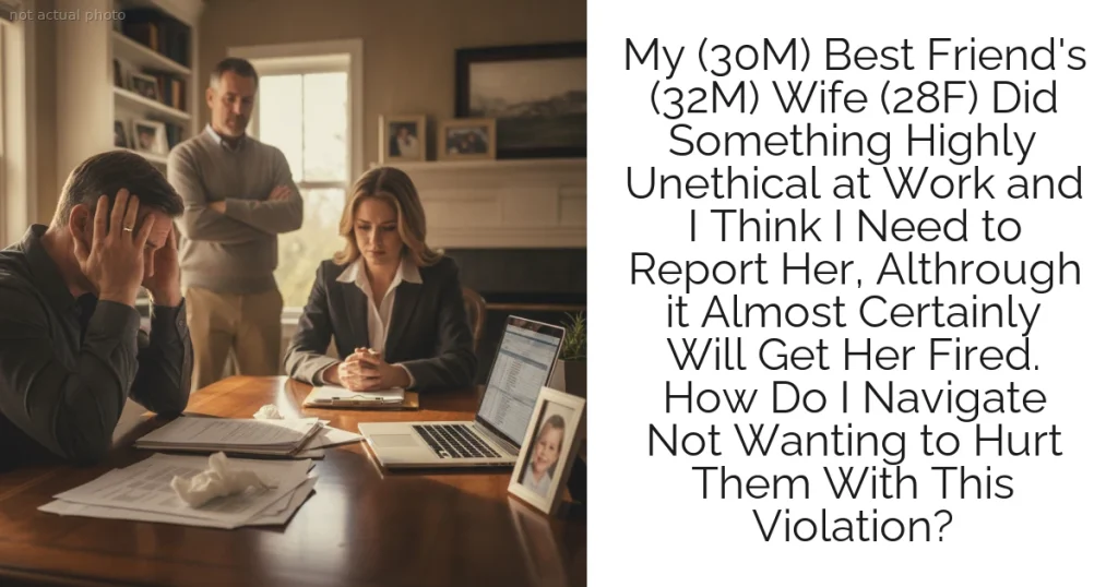 My (30M) Best Friend's (32M) Wife (28F) Did Something Highly Unethical at Work and I Think I Need to Report Her, Althrough it Almost Certainly Will Get Her Fired. How Do I Navigate Not Wanting to Hurt Them With This Violation?