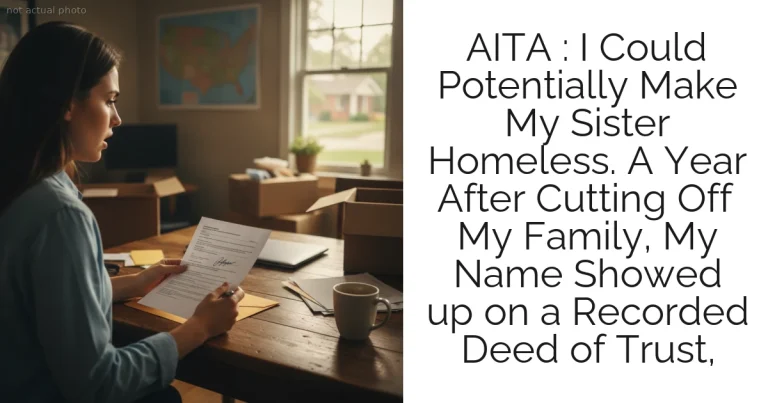 AITA : I Could Potentially Make My Sister Homeless. A Year After Cutting Off My Family, My Name Showed up on a Recorded Deed of Trust,