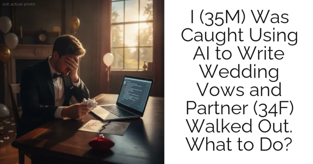 I (35M) Was Caught Using AI to Write Wedding Vows and Partner (34F) Walked Out. What to Do?
