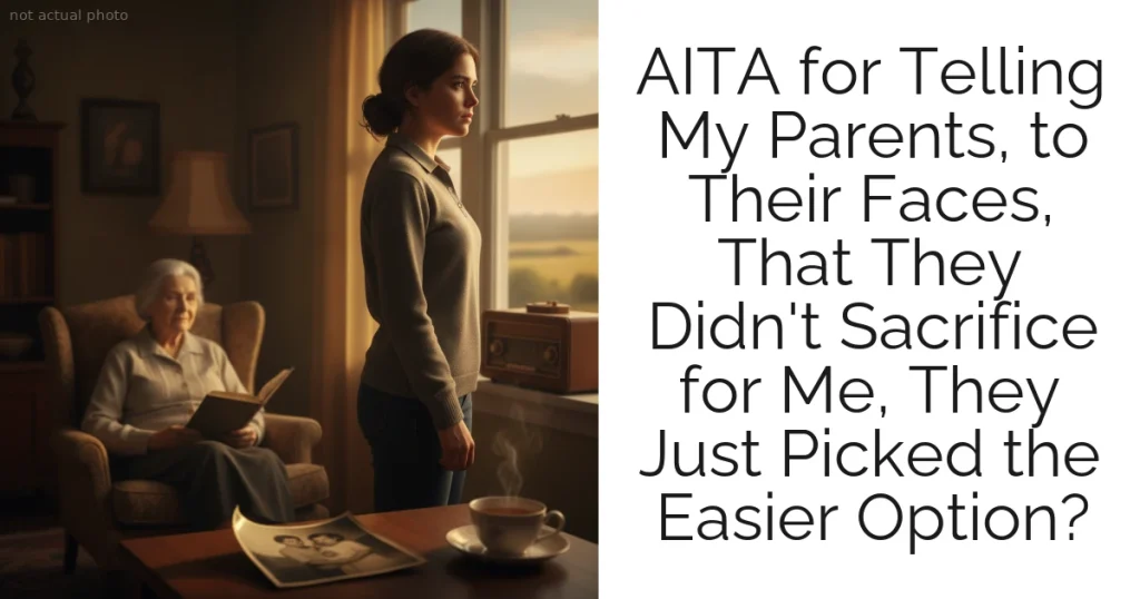 AITA for Telling My Parents, to Their Faces, That They Didn't Sacrifice for Me, They Just Picked the Easier Option?