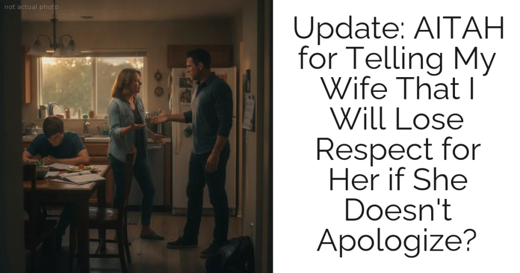 Update: AITAH for Telling My Wife That I Will Lose Respect for Her if She Doesn't Apologize?