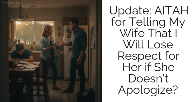 Update: AITAH for Telling My Wife That I Will Lose Respect for Her if She Doesn't Apologize?