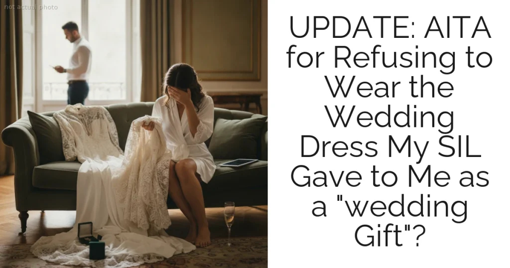 UPDATE: AITA for Refusing to Wear the Wedding Dress My SIL Gave to Me as a "wedding Gift"?