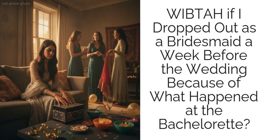 WIBTAH if I Dropped Out as a Bridesmaid a Week Before the Wedding Because of What Happened at the Bachelorette?