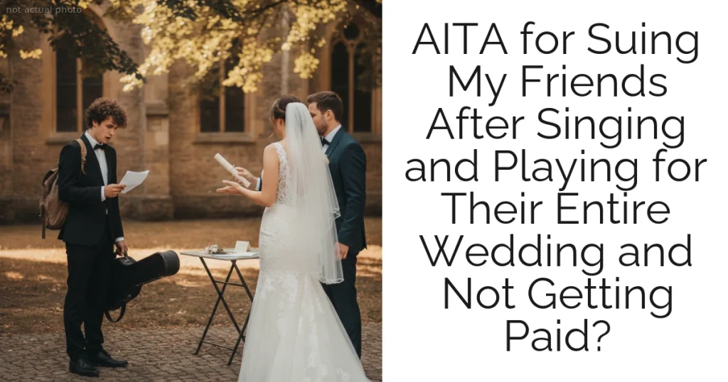 AITA for Suing My Friends After Singing and Playing for Their Entire Wedding and Not Getting Paid?