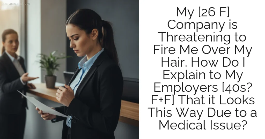 My [26 F] Company is Threatening to Fire Me Over My Hair. How Do I Explain to My Employers [40s? F+F] That it Looks This Way Due to a Medical Issue?