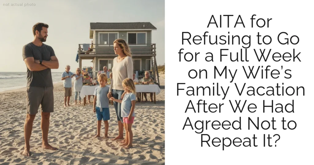 AITA for Refusing to Go for a Full Week on My Wife’s Family Vacation After We Had Agreed Not to Repeat It?