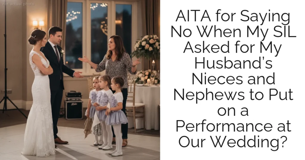 AITA for Saying No When My SIL Asked for My Husband’s Nieces and Nephews to Put on a Performance at Our Wedding?