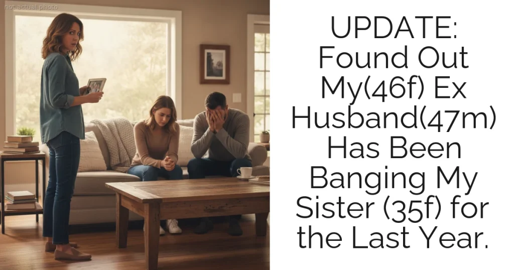 UPDATE: Found Out My(46f) Ex Husband(47m) Has Been Banging My Sister (35f) for the Last Year.