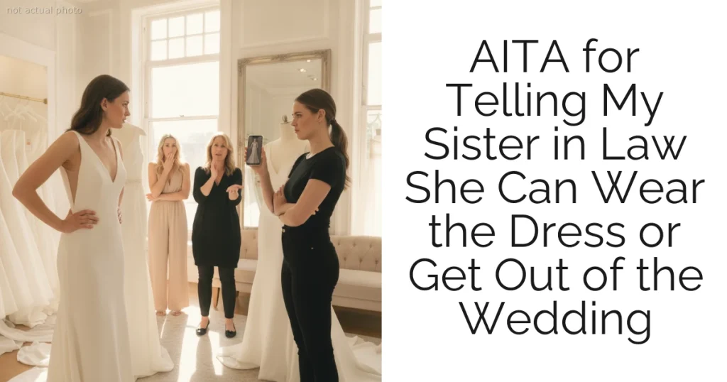 AITA for Telling My Sister in Law She Can Wear the Dress or Get Out of the Wedding