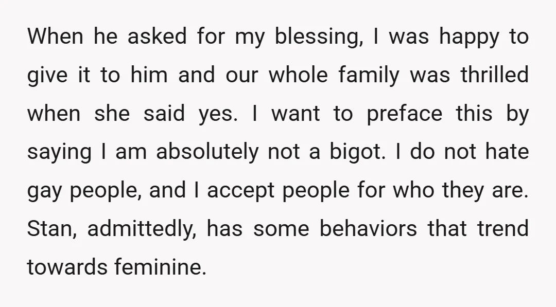 When he asked for my blessing, I was happy to give it to him and our whole family was thrilled when she said yes. I want to preface this by...