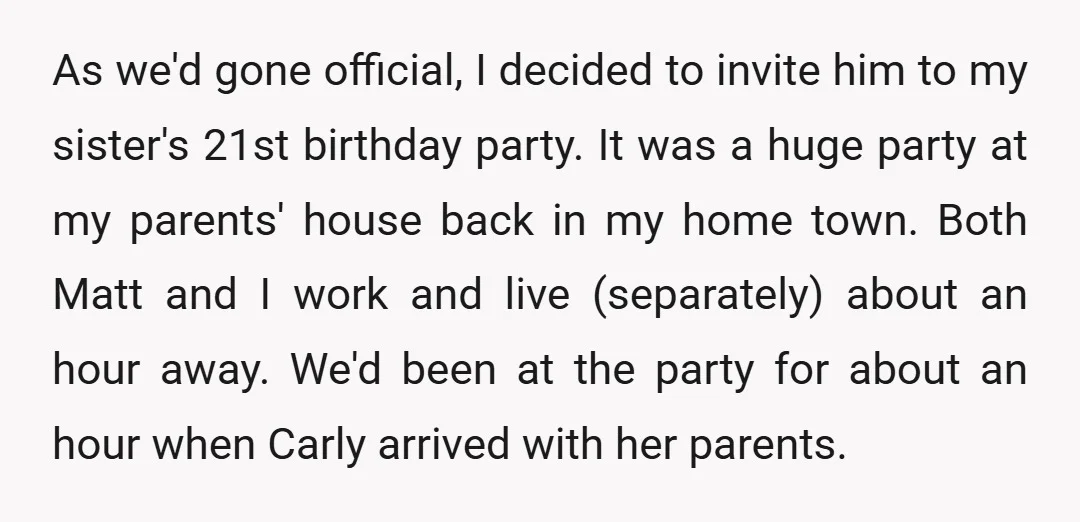As we'd gone official, I decided to invite him to my sister's 21st birthday party. It was a huge party at my parents' house back in my home town. Both...