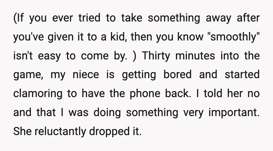 (If you ever tried to take something away after you've given it to a kid, then you know "smoothly" isn't easy to come by. ) Thirty minutes into the game,...